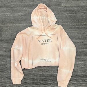 The Laundry Room Cream and pink cropped Hoodie worn once